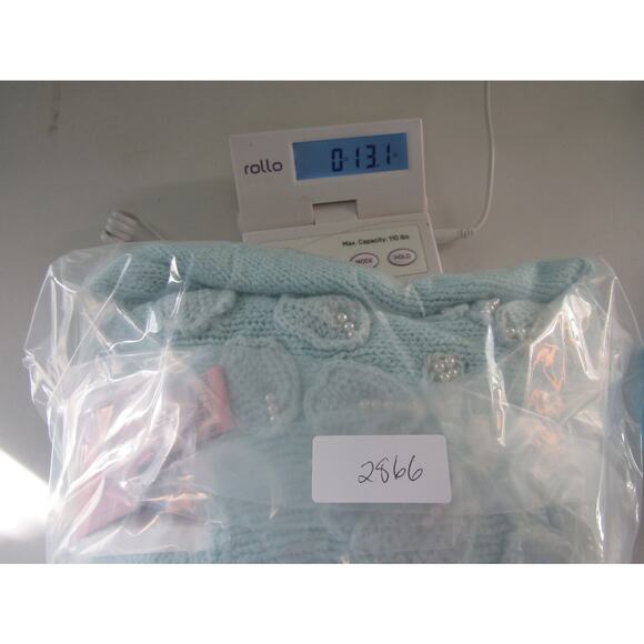 Vintage Jaclyn Smith Angora Silk Floral Beaded Sweater Medium Blue Pullover 90 - Picture 7 of 7